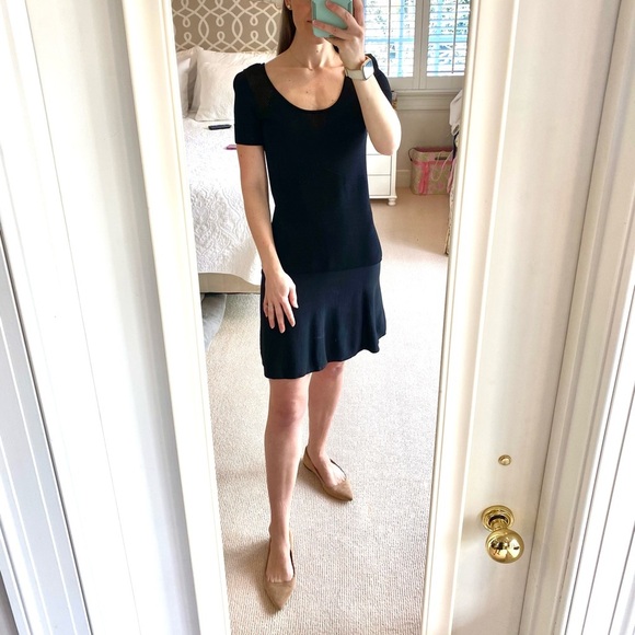 Julia Jordan Black Knit Stretch Fitted Dress Short Sleeve Small Bodycon - Picture 1 of 8